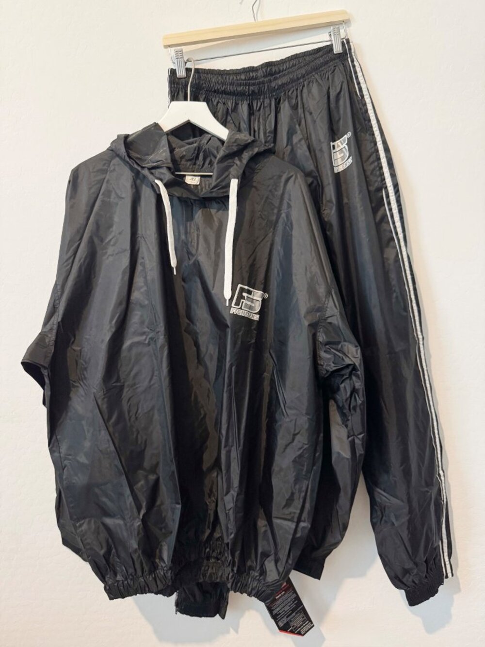 FightSense Sauna Suit Size XL Black Full Body Athletic Workout Hooded Gorpcore